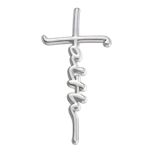 Cursive Cross Faith Pin