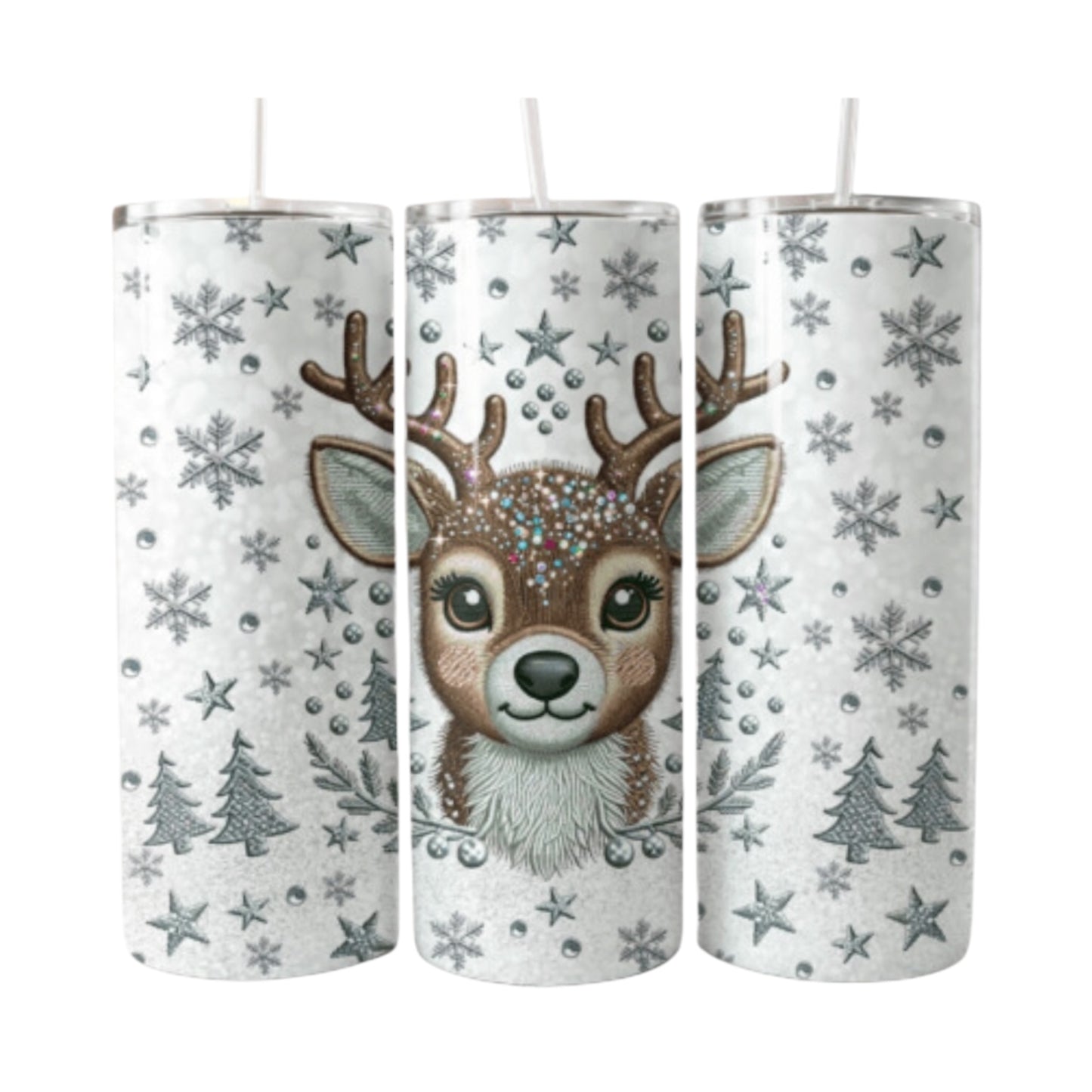 Jeweled Reindeer 20 oz Stainless Steel Tumbler