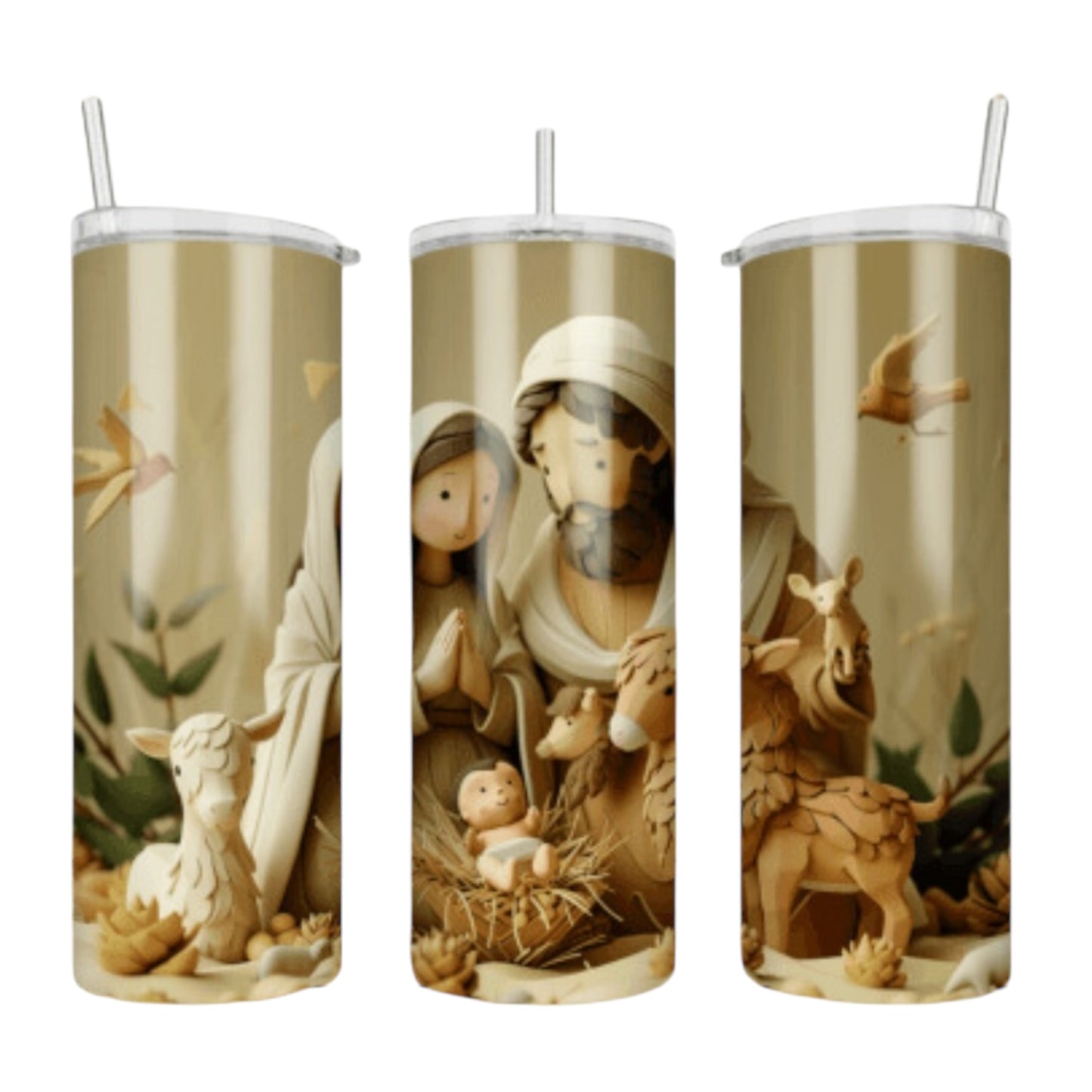 Wooden Nativity Scene 20 oz Stainless Steel Tumbler